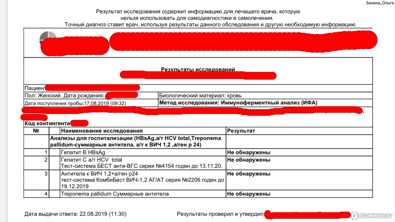 Влияние инфекций на результаты анализа